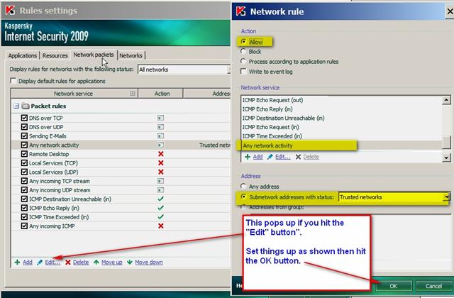 Edit network service