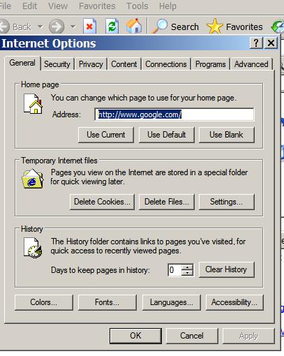 Internet options picture