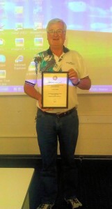 Gordon and his award at a PCUG training session